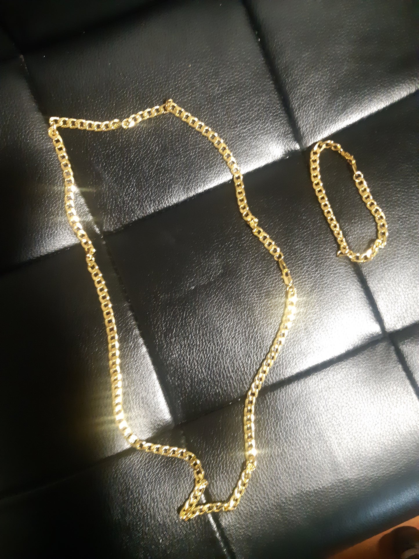 925 Sterling 925 Silver Cuban Chain Set, 18K Gold Plated $30.00