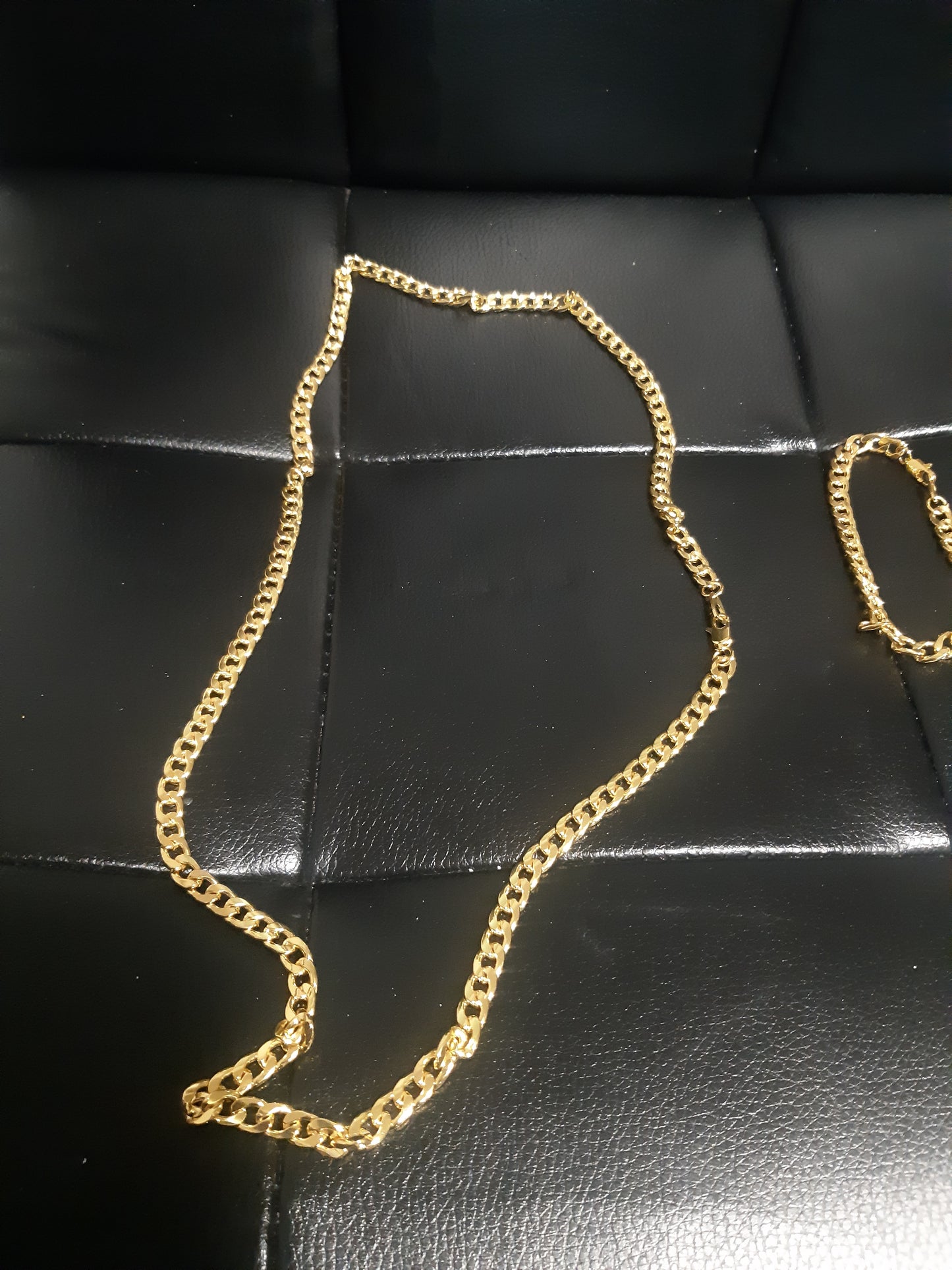 925 Sterling 925 Silver Cuban Chain Set, 18K Gold Plated $30.00
