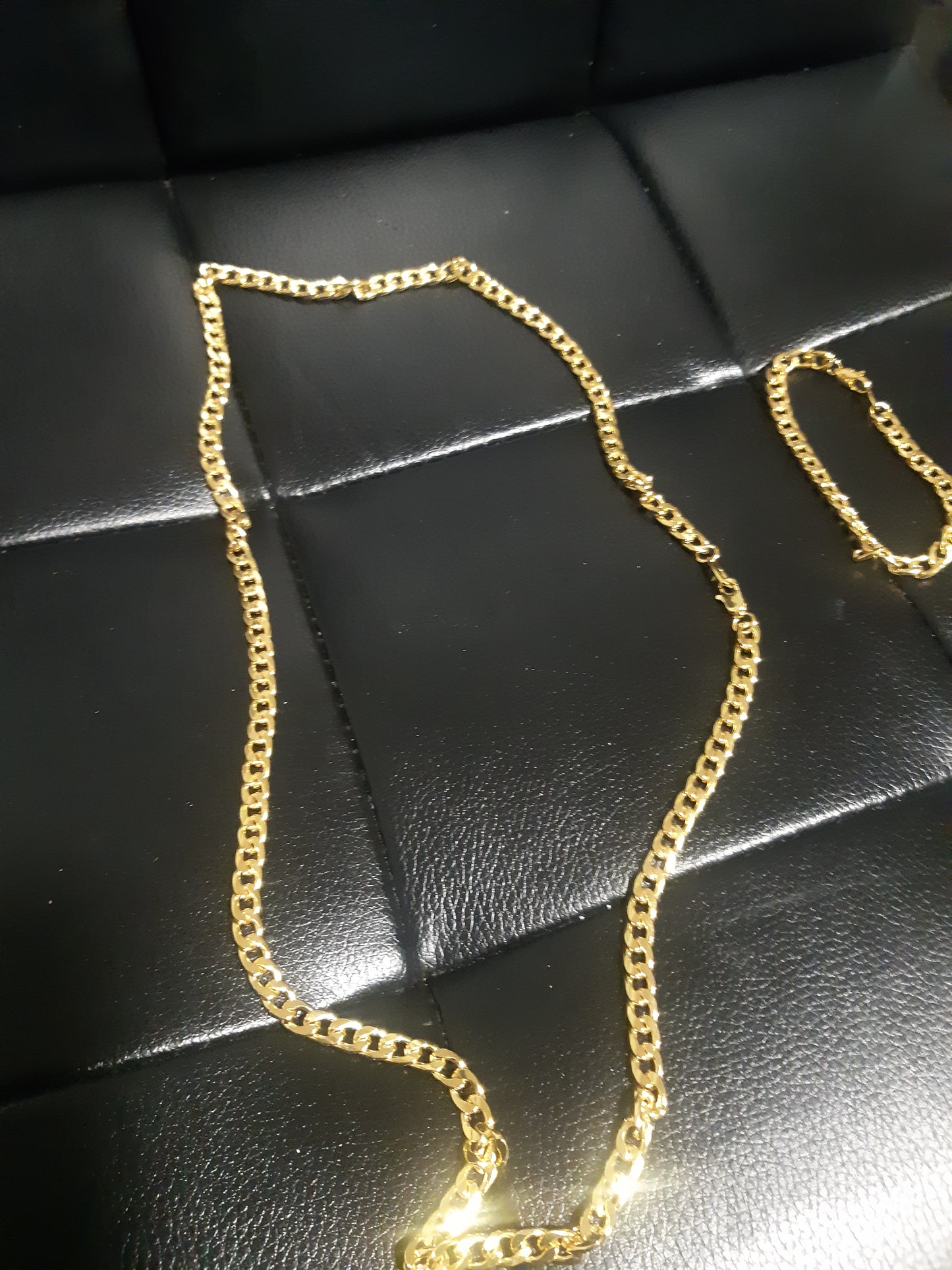 925 Sterling 925 Silver Cuban Chain Set, 18K Gold Plated $30.00